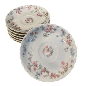 Haviland & Co Limoges Princess Pattern France Set of 7 Floral Saucer Plates VTG